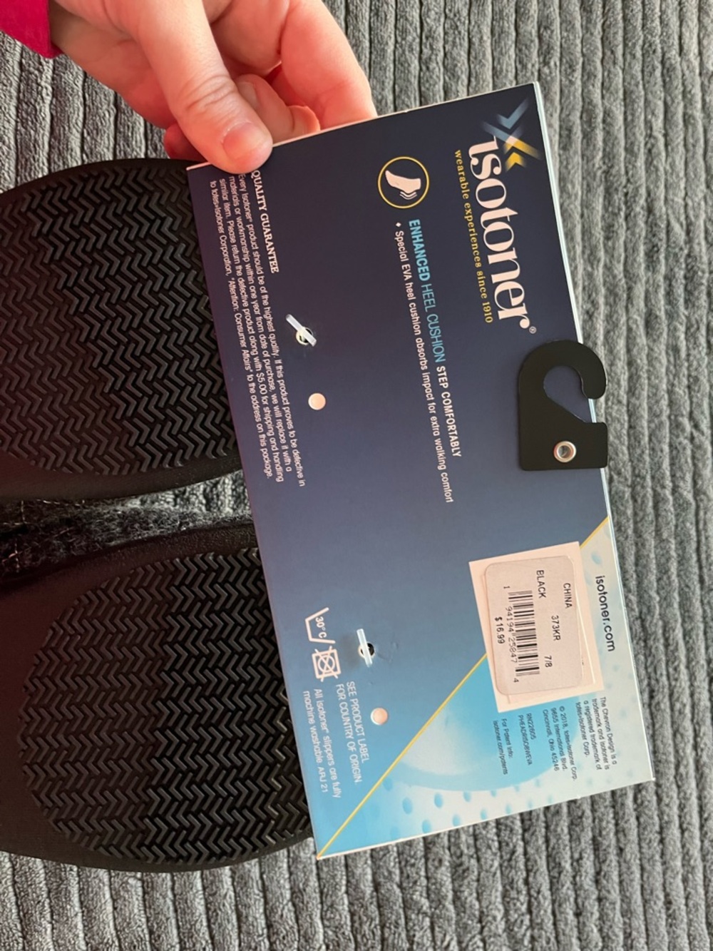 Isotoner Black Quilted Slide Slippers - Picture 3 of 3